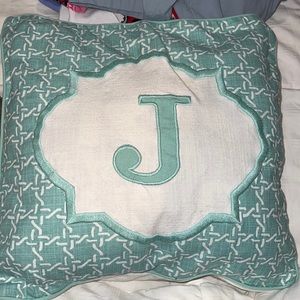 Initial J throw pillow
